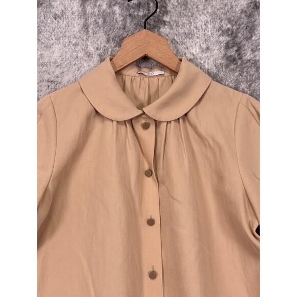 CO Collection Top Large Womens Silk Linen Twill Button Front Blouse - Picture 2 of 8